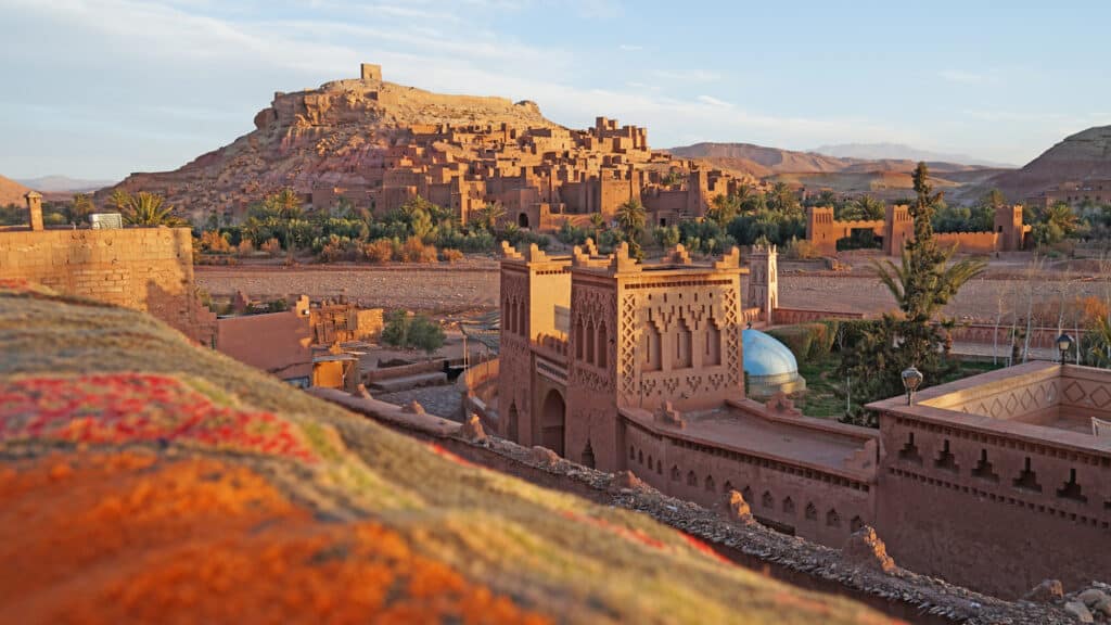 Ait benhaddou kasbah berber sunrise or sunset view
